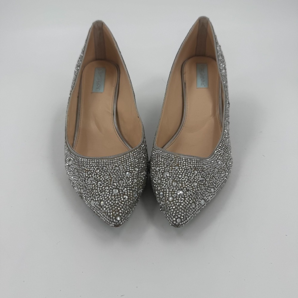 Betsey Johnson Jora Pump Heels Womens Size 11M Silver Rhinestone Pointed Toe - Picture 2 of 8